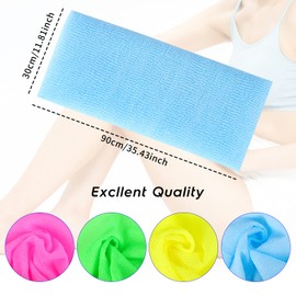 Gukasxi 4 Pieces Exfoliating Washcloth Towel,11x35.5 inches Dual-Sided Exfoliating Nylon Bath Towel Beauty Skin Magic Shower Washcloth For Body Beauty Washcloth Loofah Exfoliating Body Scrub Back