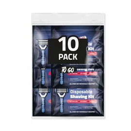 On-the-Go Shaving Kit – Disposable Razor, Shaving Cream, Washcloth & Aftershave Wipe – Travel Friendly, Grooming Essentials for Hygiene when on the Go - Black (10)