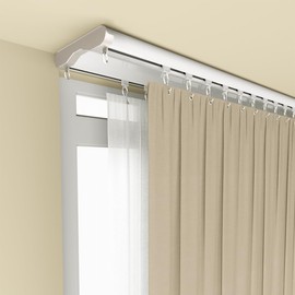 Silent Double Curtain Track Ceiling Mount 6'/8'/10'/12'/15', Wide 4" White Aluminum track Curtains Rail Set, Bedroom/Window/Hotel Drop Ceiling Curtains Tracks (without curtains & hooks) (8ft/244cm)