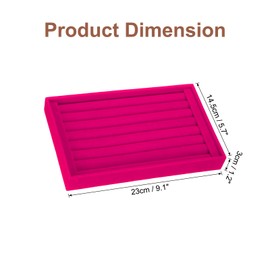 sourcing map Velvet 7 Slots Ring Organizer Jewelry Display Tray Showcase Ring Holder Velvet Jewelry Organizer Stand for Rings Earrings Rose Red