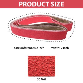 5 Pack 2x72 Inch Ceramic Sanding Belts 36 Grit, 2 x 72 Metal Grinding Sanding Belt, Sander Belts for Metal Knife Sharpening, 5 Pack(2x72in)