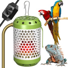 GlowUp Bird Cage Heater with 2 x 100W Ceramic Heat Lamp Bulbs, with Thermostat Switch Reptile Heat Lamp Guard Bird Cage Heat Lamp for Captive Birds, Reptiles