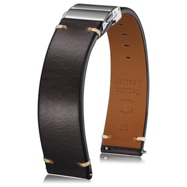 Getalia leather Watch Band Foldover Clasp Retro Oil wax Genuine Leather,18mm 19mm 20mm 21mm 22mm Quick Release Replacement Watch Straps for Men and Women (Ash Black ：Width-19mm)