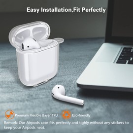 Frylaa for Airpods Case - Cute Clear Case for Airpod 2/1, Full Protective Shockproof Soft TPU Accessories with Keychain and Cleaning Pen