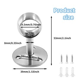 Moicstiy 4Pcs 3/4 Inch Shower Curtain Rod Bracket Ceiling Mount Stainless Steel Flange Socket Closet Pole End Supports, Heavy Duty Closet Rod Holder for Wardrobe (2.1 Inch Height, Silver)