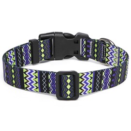 Suredoo Adjustable Dog Collar with Patterns, Ultra Comfy Soft Nylon Breathable Pet Collar for Small Medium Large Dogs (M, Tribal Violet)