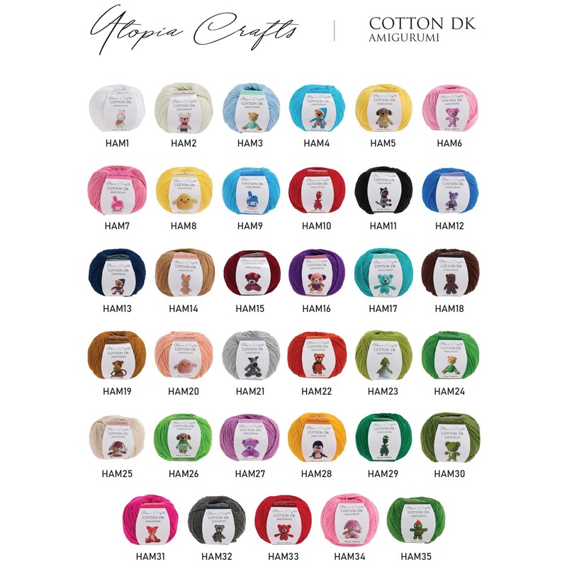 Utopia Crafts Amigurumi Cotton DK Yarn for Crochet and Knitting