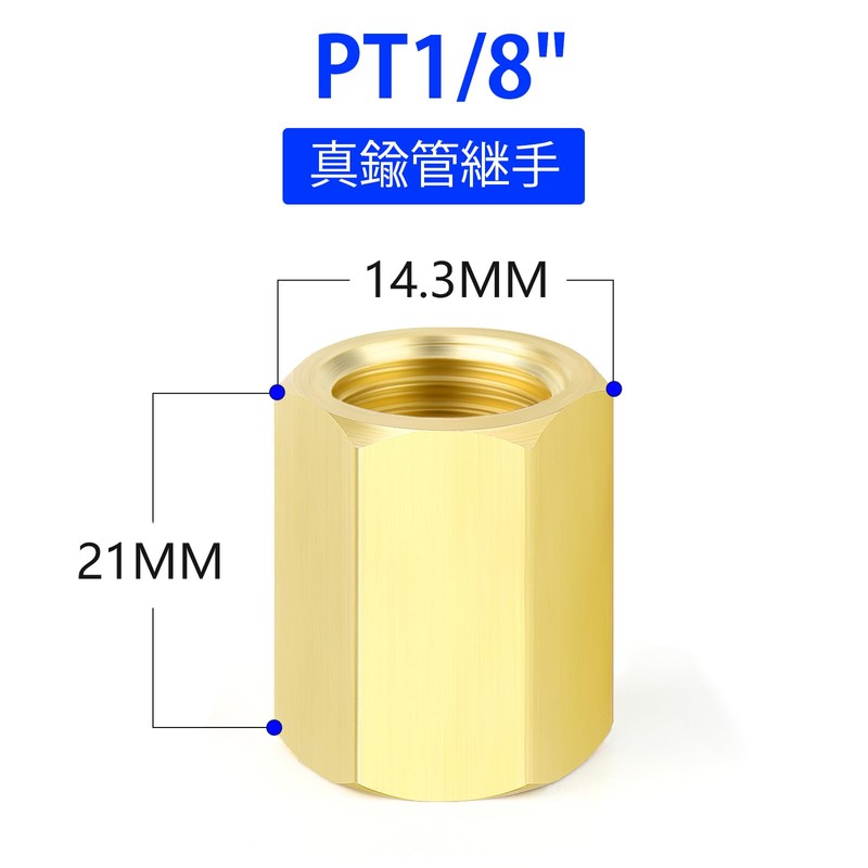 TAILONZ PNEUMATIC 10pcs Brass Full Hex Fittings, 1/8PT Female Fitting