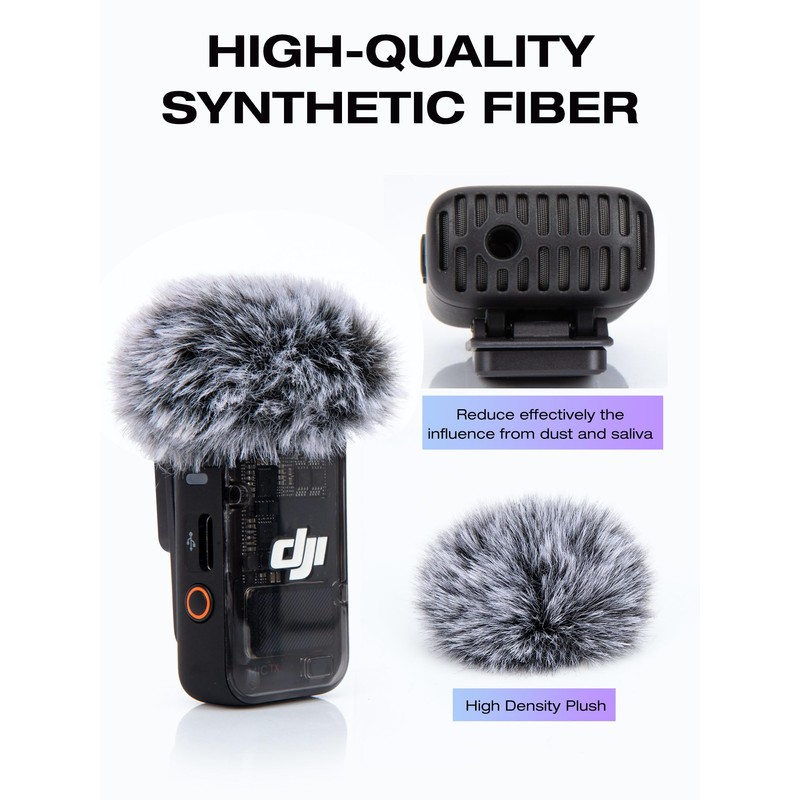 SUNMON Furry Mic Windscreen for DJI Mic 2, Furry Mic