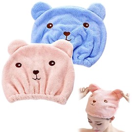 Bangbobi Hair Turban Set of 2 - Quick-Drying Microfibre Towel for Hair, Women & Children - Turban Cap as Hair Towel for Bath & Sauna