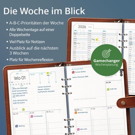 weekview Business Inserts 2026, A5 - Weekly Planner, 1 Week on 2 Pages, Includes 64 Pages of Planning Tools, Note Section, Index and Stickers - Filofax A5 Perforation, 90 g Paper, Made in Germany