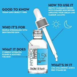 Catrice Hydro Plumping Serum, Intensive Care Concentrate, with 1.5% Hyaluronic Acid, Transparent, for Combination Skin, Soothing, Skin-Smoothing, Vegan, Alcohol, Paraben Free (30 ml)