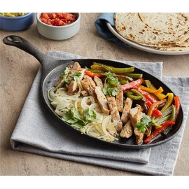 Soro Essentials- 7" x 9.25" Oval Fajita Griddle Cast Iron Sizzler Pan with Teardrop Handle Black Color- Pre-Seasoned Sizzle Platter Use in the Oven on the Stove on the Grill or Over a Campfire