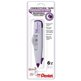 Pentel Corrector de Cinta, Recargable, 6 m x 5mm, Color Pastel, Paquete con 1 Pieza, ZTP205BP-M2