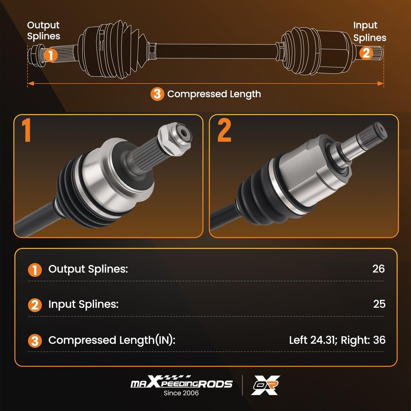 maXpeedingrods Pair (2) Front CV Axle Shaft Assembly for Honda