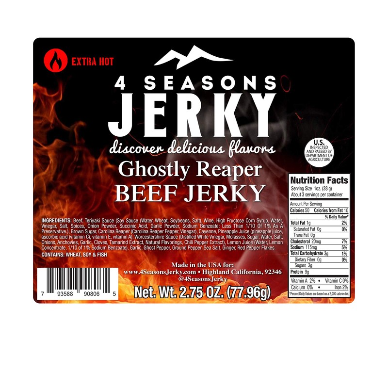 Carolina Reaper Ghost Pepper Beef Jerky - 3 Pack -