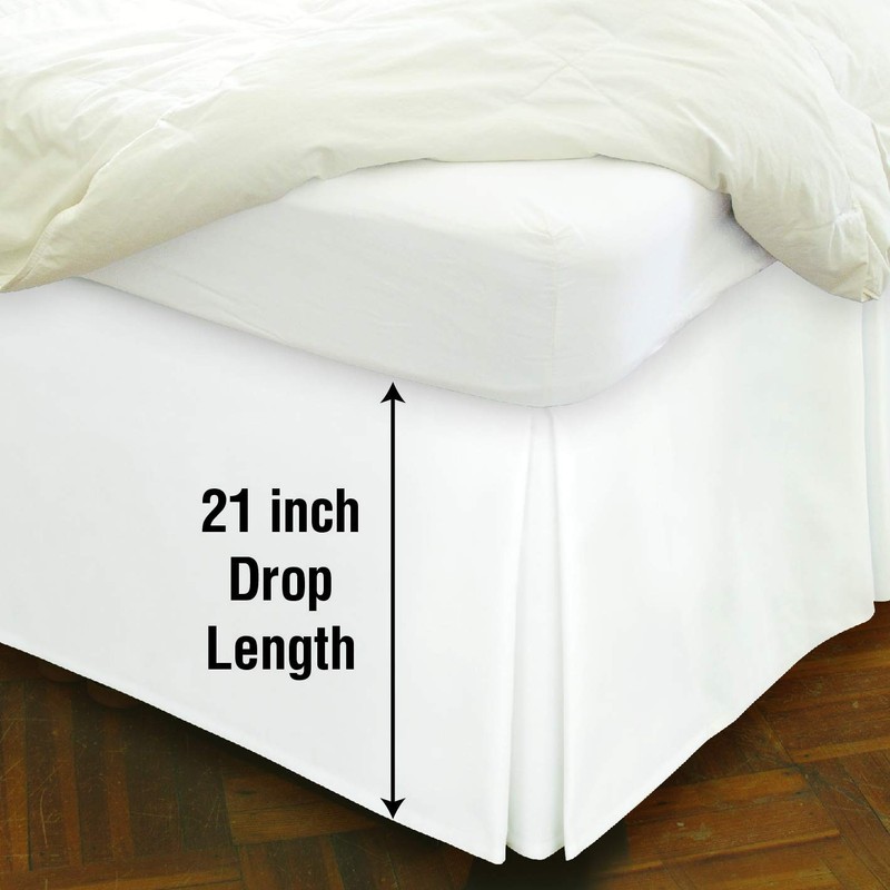 Spacemaker Extra-Long 21" Drop Length Bed Skirt, King, White