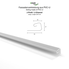 HEXIM Siding Facade Panels, Outdoor Facade Cladding, Weatherproof, Plastic Panels, PVC-U Cladding, Exterior Wall, House Cladding, UV-Resistant - (J Profile Grey)