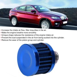 Terisass Air Filter Mini Car Air Intake Filter Crankcase Vent Valve Cover Vent Filter Universal 25 mm (Blue)