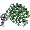 CB Catholic St Patrick Green Glass Marble Bead Rosary Gift