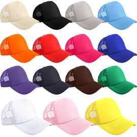 15 Pack Trucker Hats Baseball Caps Adjustable Blank Mesh Hats for Kids Family Outing Park Sports Activities (US, Alpha, One Size, Color Set 2)