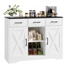 HOSTACK Modern Farmhouse Buffet Cabinet with Storage, Barn Doors Sideboard