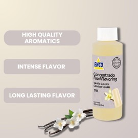 ENCO Colorless Vanilla Flavoring 4.05 fl.oz (120ml) for ice cream, popsicles, aguas frescas, jellies, and more (adds flavor and color)