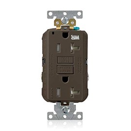 Leviton G5362-WT 20A-125V Extra-Heavy Duty Industrial Grade Weather/Tamper-Resistant Duplex Self-Test GFCI Receptacle, Brown, 20-Amp