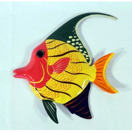 Unbranded Hand Painted 12" Tropical Angel Fish Wall Mount Decor Sculpture 8U
