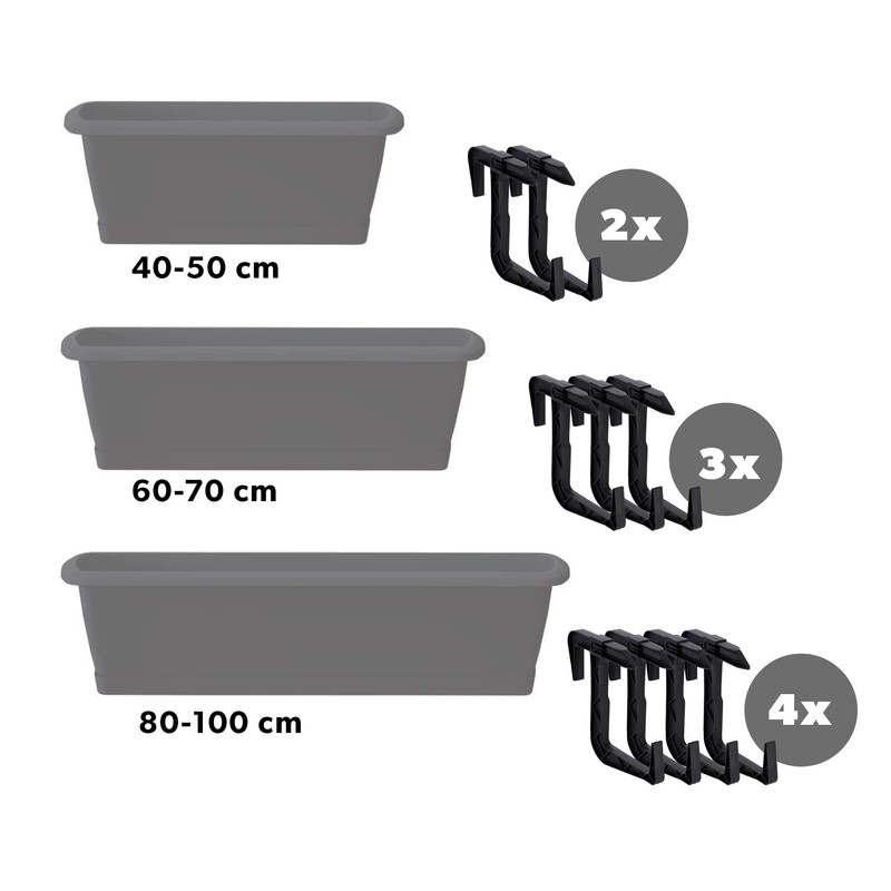 KADAX Flower Box Bracket, No Drilling, Balcony Box Holder Set,