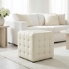 Cortesi Home Charli Tufted Cube Ottoman in 100% Genuine Leather,
