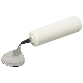 Homecraft Queens Cutlery, Right Handed Spoon, Angled (Eligible for VAT relief in the UK) Stainless Steel Adaptive Dining Utensil for Elderly, Disabled, Handicapped, Large Built-Up Handle for Good Grip