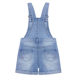 KIDSCOOL SPACE Cute denim shorts for small and large children, torn folded hem, adjustable straps, summer denim shorts, White-2415