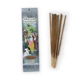 Prabhuji's Gifts Govinda Hand-Rolled Spiritual Incense Sticks - Aromatic Sticks - for Meditation, Yoga, Relaxation, & Aromatherapy Incense - Sandalwood, Sage, and Lavender - 3 packs of 10 sticks