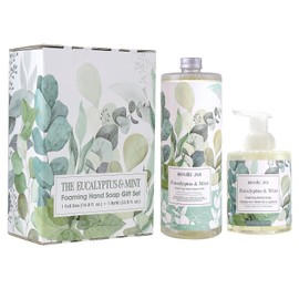 ROMIIE ZOI Foaming Hand Soap Gift Set, 1000ml Refill+500ml Foaming Soap, Cruelty-Free, Biodegradable Formula with Essential Oils for Sensitive Skin, Eucalyptus Mint Scent, For Kitchen & Bathroom