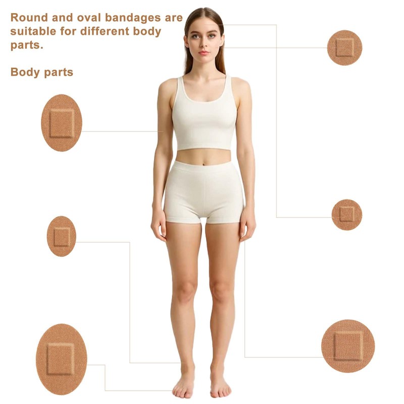 120pcs Round & Oval Bandages for Face, Elastic Fabric Flexible