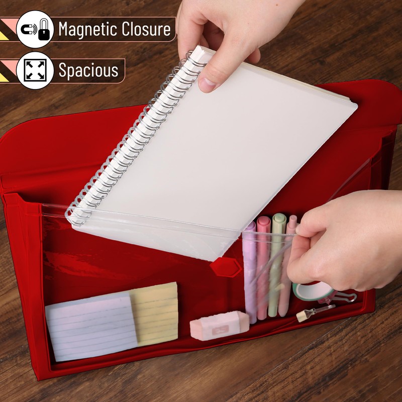 Mr. Pen- File Folder, Red, Plastic File Folders Letter Size,