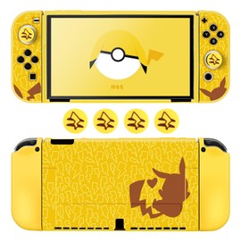 DLseego Protective Case for Switch OLED,Slim Soft Dockable Protective Shell Scratch Resistant TPU Protector Cover with 2 JoyCon Cover and 4 Joystick Grip Caps-Yellow OLED