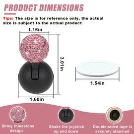 Car Push Start Button Cover, Rhinestone Engine Start Stop Button Joystick Covers, One-Touch Push to Start Rocker Cover, Car Interior Decoration Accessories for Cars, Computers, and More (Pink)