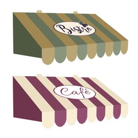 Novelty Italian Awning Cardstock Paper Wall Decorations 2 Piece Three Dimensional Food Restaurant Decorations