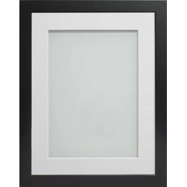 Frame Company Connolly Range Black Wooden Picture Photo Frame with White Mount, 10x8 for pic size 7x5 *Choice of Sizes* Fitted with Real Glass