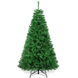 RooTrimmer Christmas Tree, 6 FT Artificial Christmas Tree, Unlit Christmas Pine Tree Full with 800 Branch Tips, Foldable Base and Metal Hinges for Indoor Outdoor Party Decorations (Green)