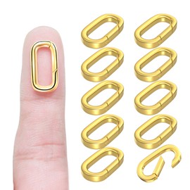 Paquete de 10 llaveros de resorte con mosquetón de material de latón, diseño ovalado, adecuado para hacer llaveros, collares, pulseras