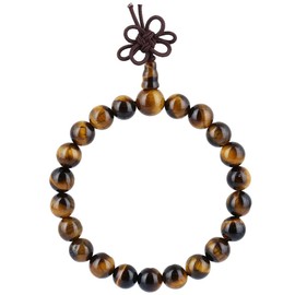 SUNYIK 21 Tiger's Eye Stone Mala Bracelet for Unisex, 7" Meditation Tibetan Buddhist Handmade Prayer Beads