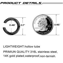 KRFY Ear Cuff for Women Cuff Earrings with Clip Small Golden/Silver/Black Cartilage Ear Cuffs Non Piercing Vintage Thick Round Huggie Hypoallergenic Fake Ear Cuff, Sterling Silver