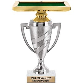 Billiards Trophy, 12" Silver Cup Billiards Pool Table Trophies with Engraving Included, 10 Pack