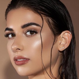 CANDYFANCY 1 Pair 16g G23 Titanium Threadless 4mm CZ Stud Cartilage Earrings for Tragus/Conch/Helix/Labret/Lip- Push In Studs Tragus Piercing with Taper Piercing for Women Men (10mm Length Post)