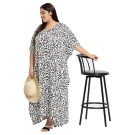 Gypsie Blu Ropa larga de verano para mujer, caftán, para playa, talla grande, vestido kimono, ropa de playa para niñas, Negro leopardo estampado, Talla única Más