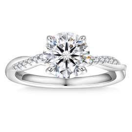 KRKCLIFE Moissanite Engagement Rings, Diamond Rings for Women, Twisted Vine, 2.0CT D Color VVS1 Clarity Round Cut Lab Created Rings in S925 Sterling Silver, Promise Anniversary Rings for Her, 5
