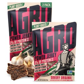 AGRO POWER Vegan Jerky - Savory Original Flavor – Delicious, Non-GMO Certified Vegetarian Jerky with 25 Grams of Plant-Based Protein and 40% Less Sodium. High Protein Vegan Snacks - 2 Pack Set